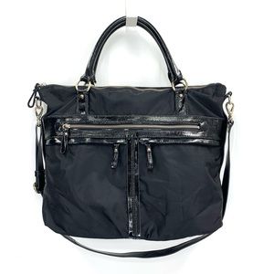 Banana Republic Black Nylon and Black Patent Leather Amalfi Tote Laptop Bag